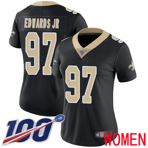 New Orleans Saints Limited Black Women Mario Edwards Jr Home Jersey NFL Football #97 100th Season Vapor Untouchable Jersey